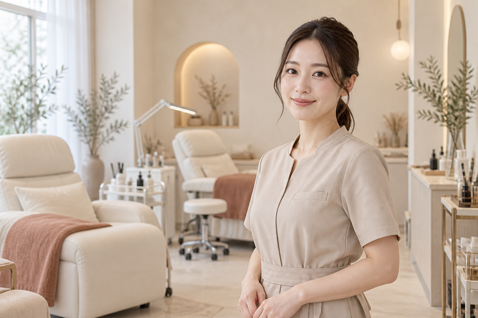 アイラッシュサロンで働く女性のイメージ写真